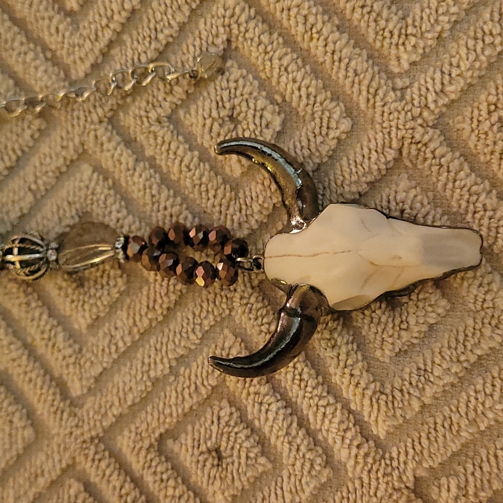 Handmade Longhorn steer skull neckace